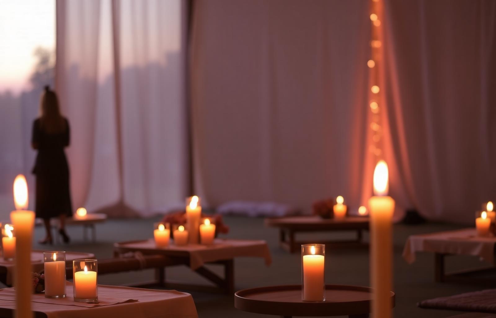 Evento Sunset Flow con candele e luce calda
